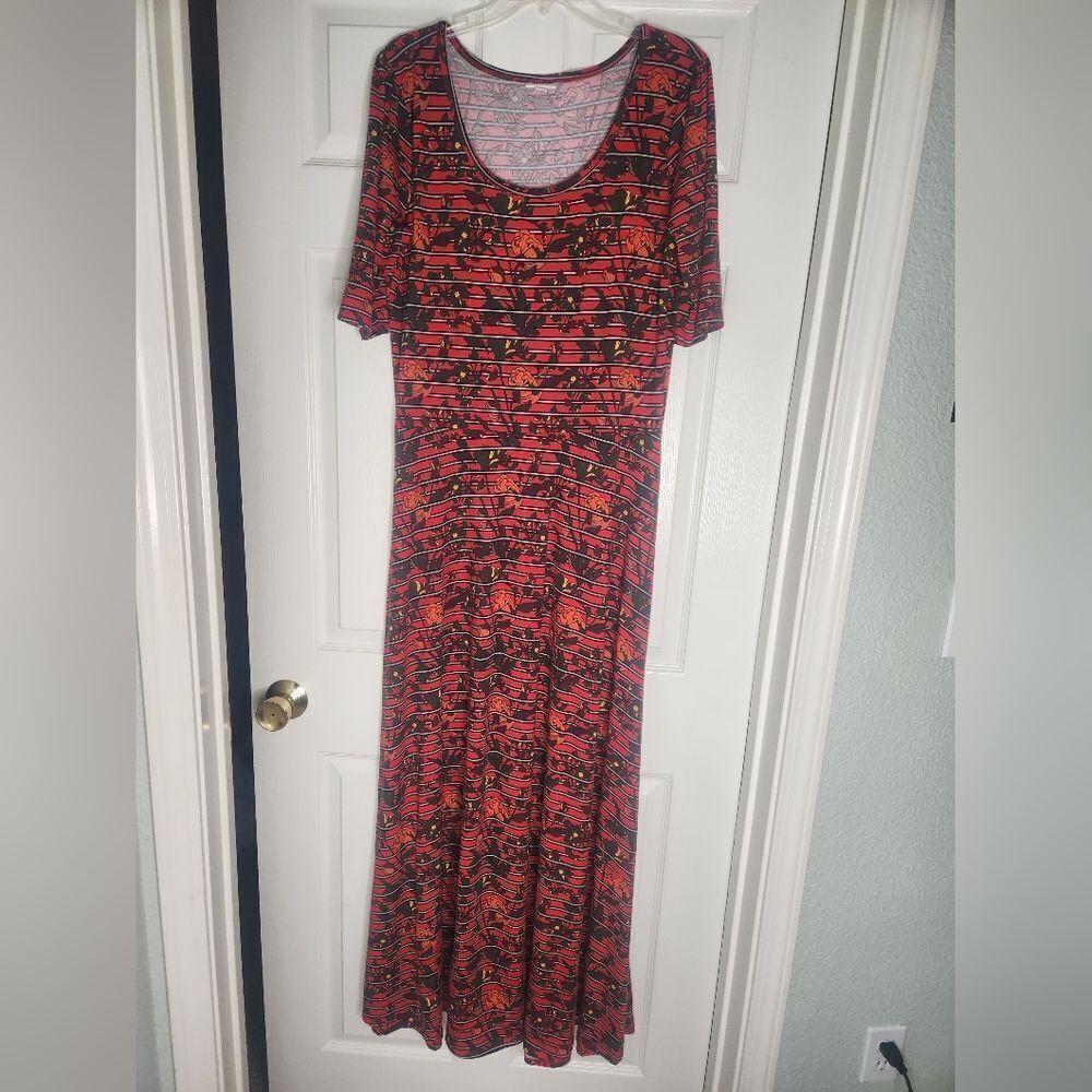 LuLaRoe Red and Black Maxi Dress